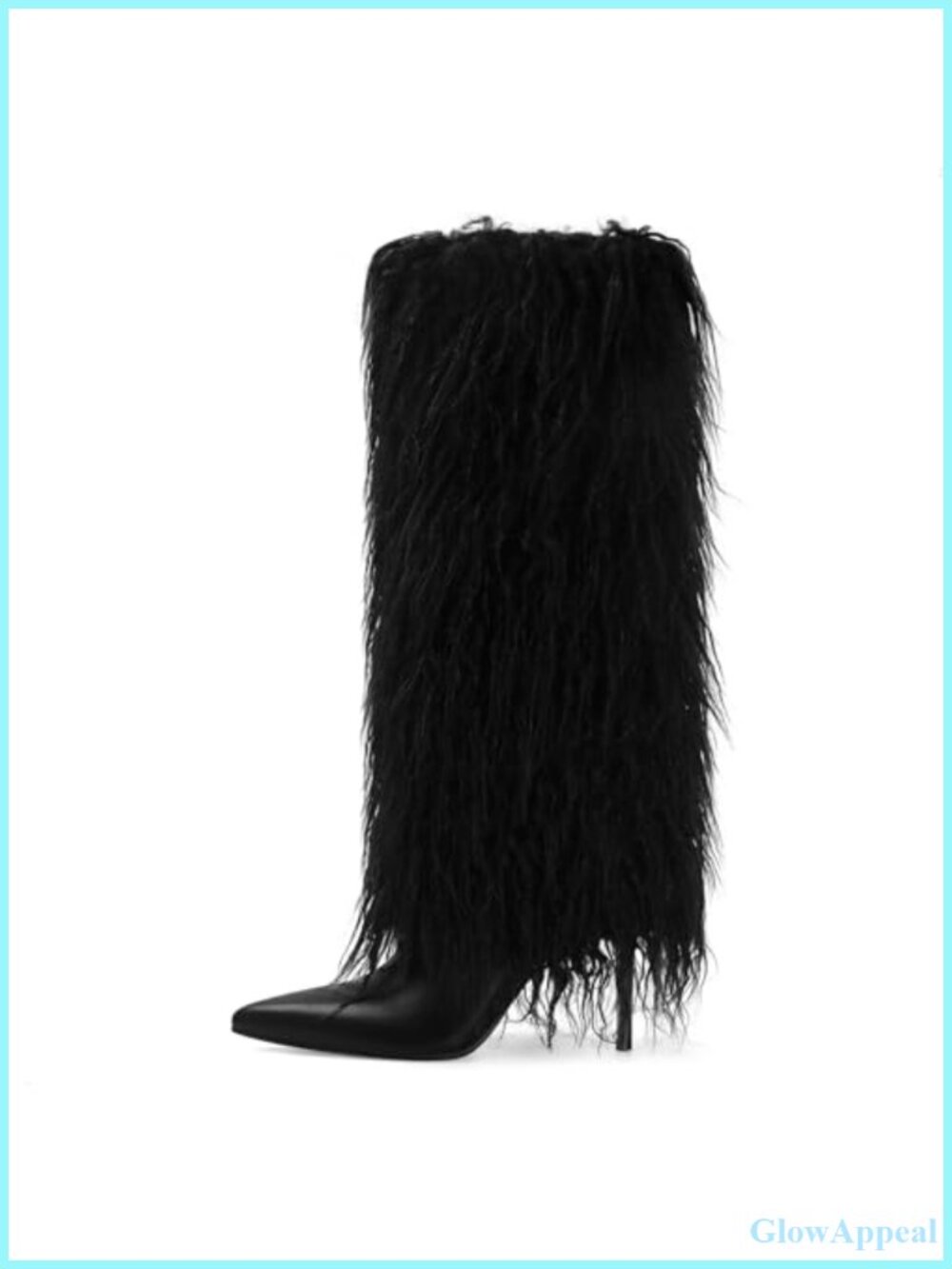 Faux Leather Faux Fur Knee High Stiletto Heel Boots Pointed Toe Tall Boots